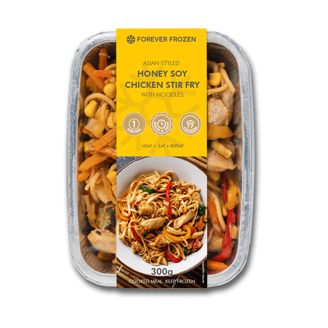 Asian-Styled Honey Soy Chicken Stir Fry with Noodles - Forever Frozen