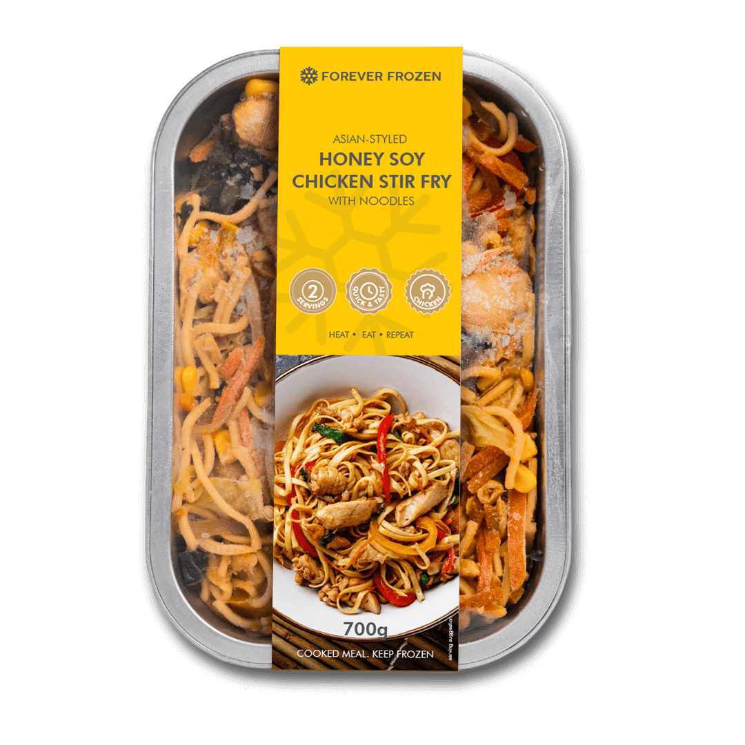 Asian-Styled Honey Soy Chicken Stir Fry with Noodles - Forever Frozen