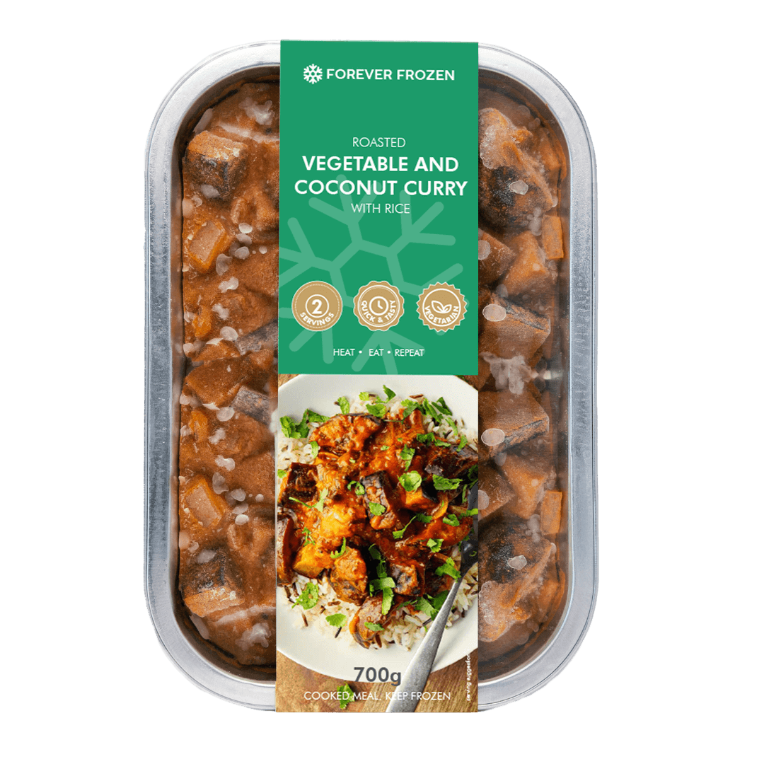 Roasted Vegetable and Coconut Curry with Rice - Forever Frozen