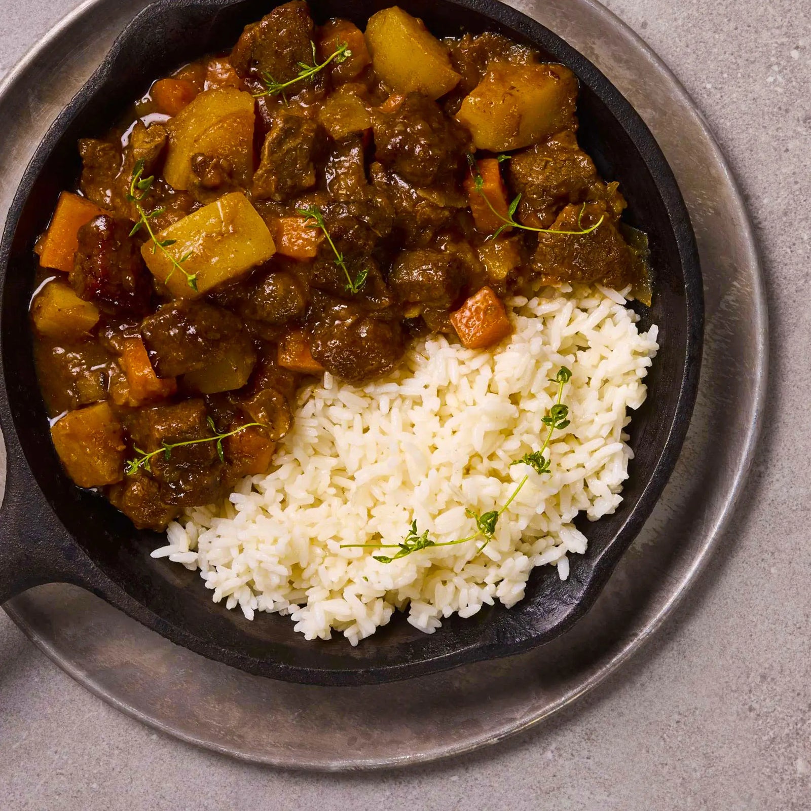 Slow-Cooked Beef Stew with Rice