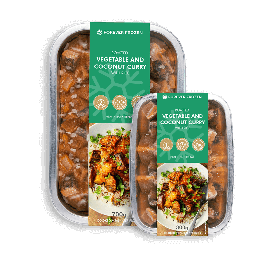Roasted Vegetable and Coconut Curry with Rice - Forever Frozen