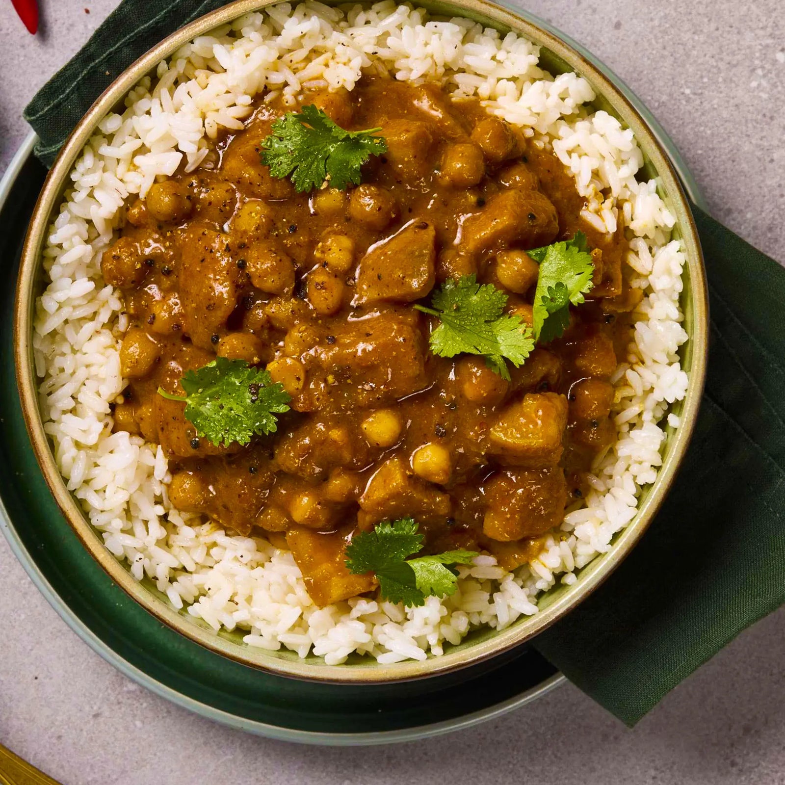 Mild Sweet Potato and Chickpea Curry with Rice